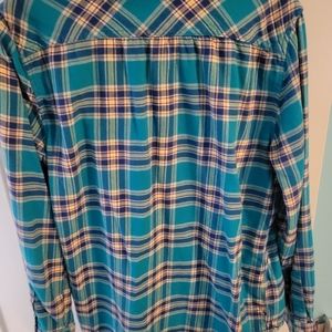 Blue and yellow flannel from Lands End Size: Medium Tall